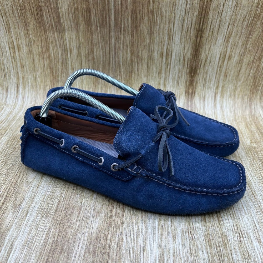Johnnie-O Driving Loafers Men's Size 9.5 Navy Blue Suede Moc Toe M24620